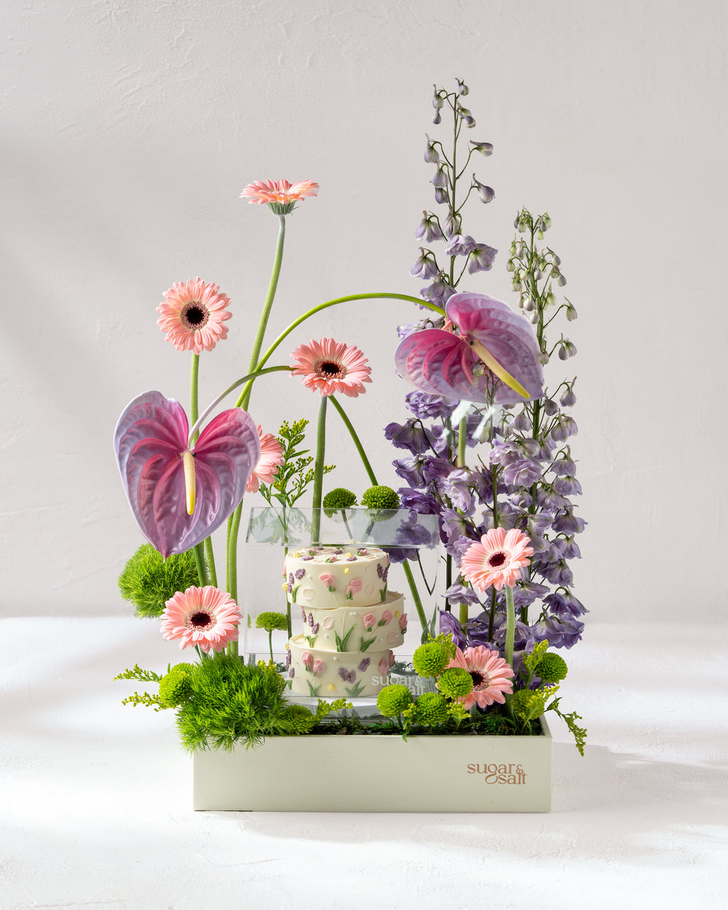 Flower Arrangement With 3 Layer Mini Cake - 2