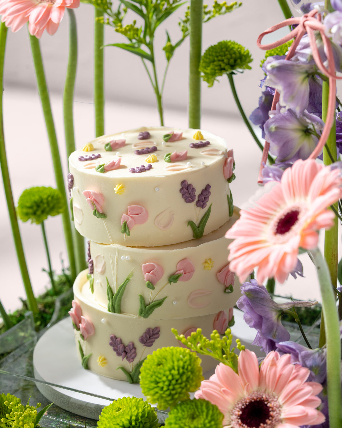 Flower Arrangement With 3 Layer Mini Cake - 2