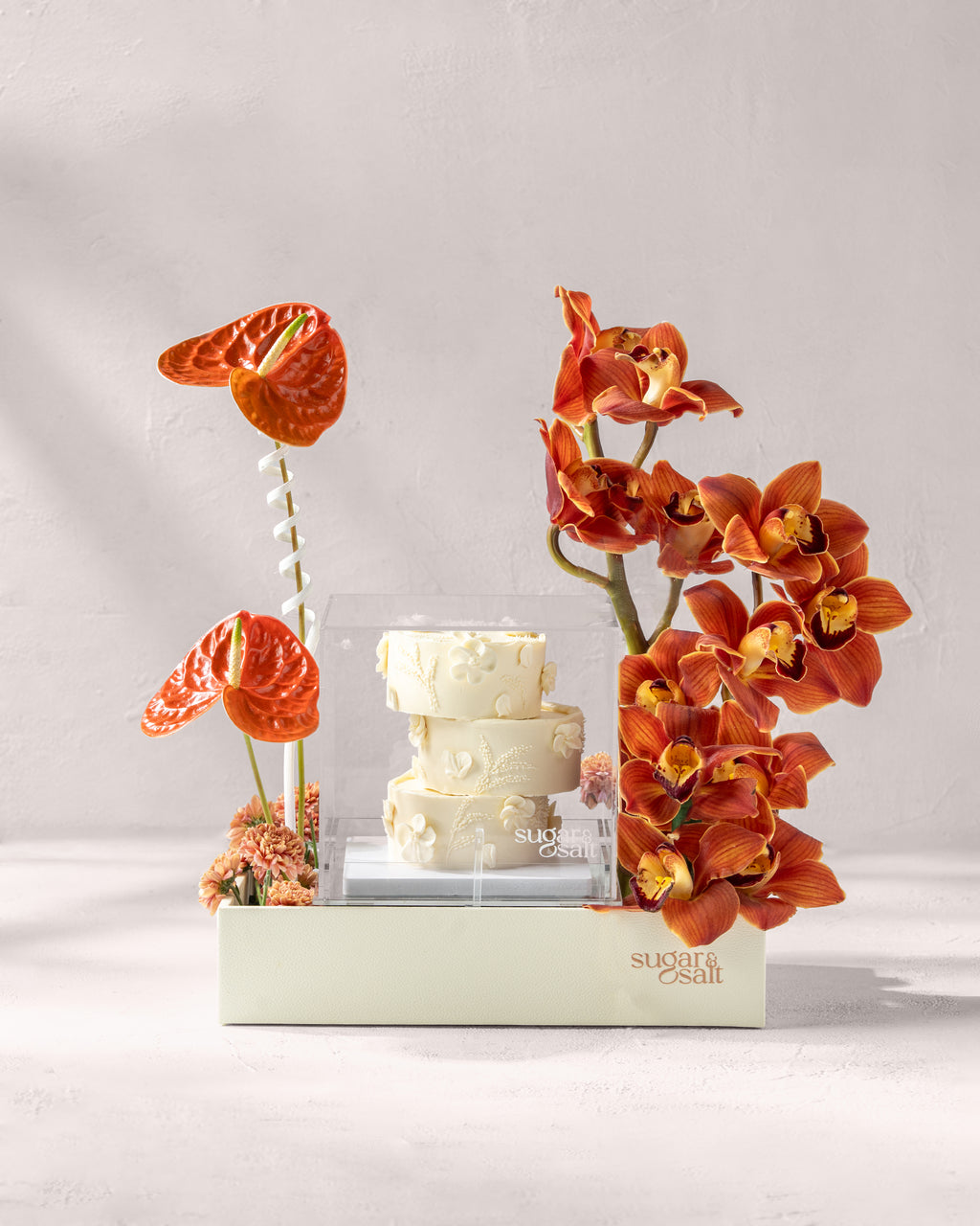 Flower Arrangement With 3 Layer Mini Cake