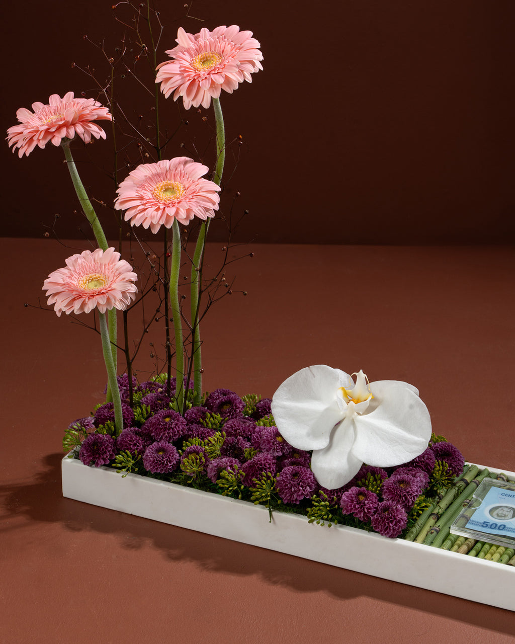 Flower Arrangement With Money Box