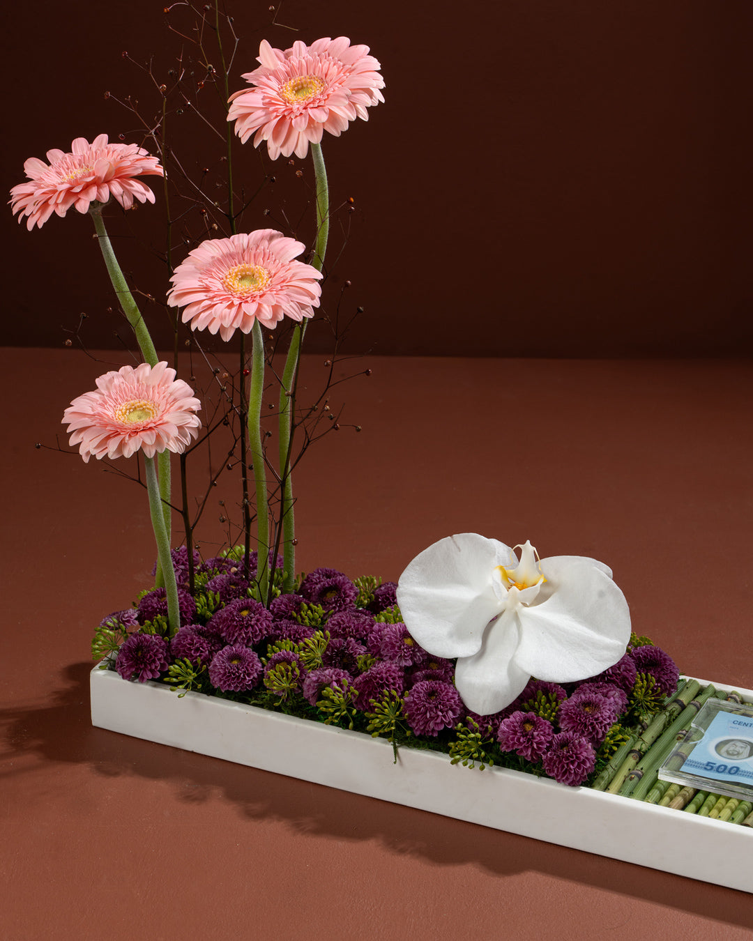 Flower Arrangement With Money Box